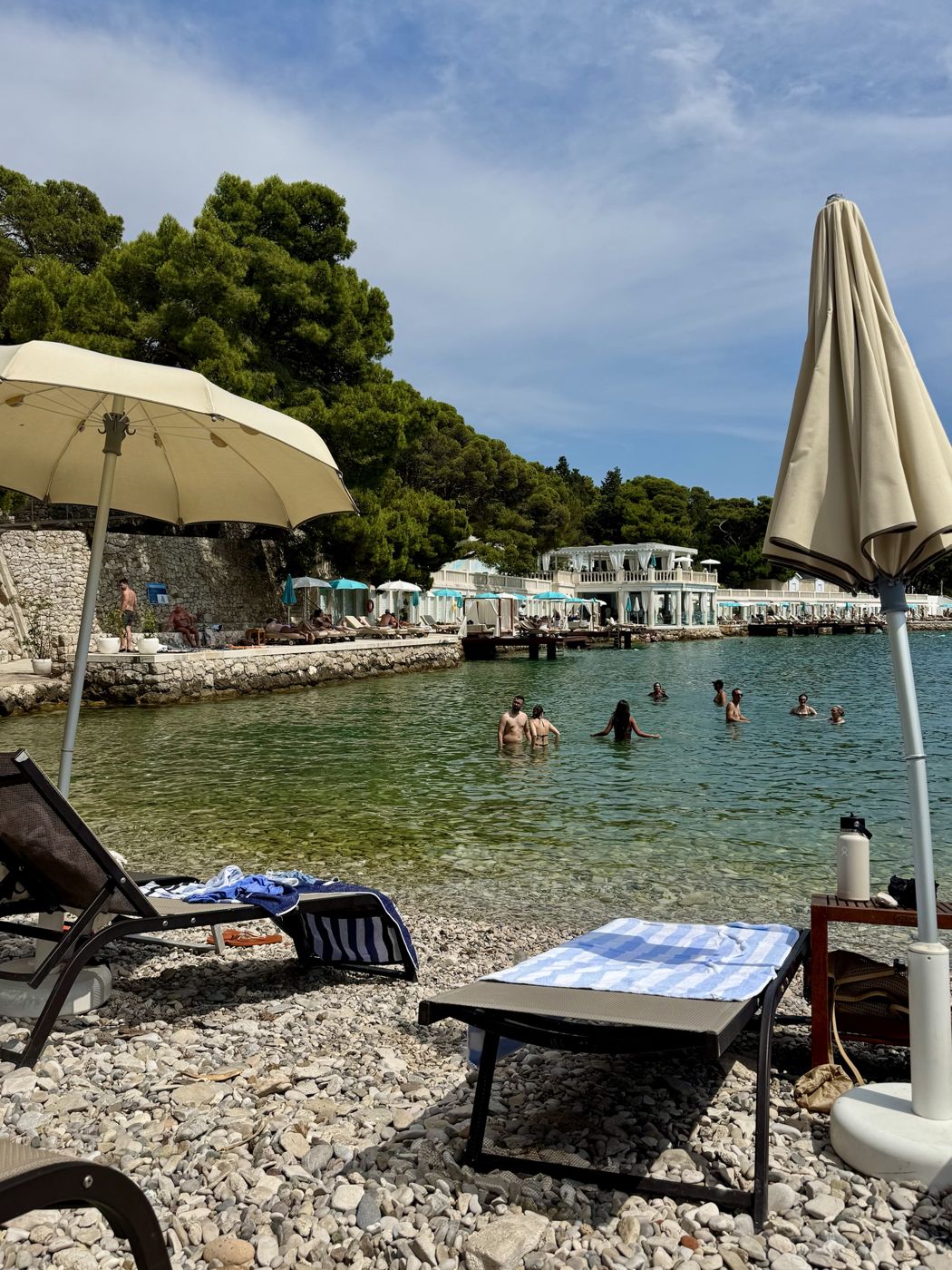 Beach club on a pebble cove in Croatia