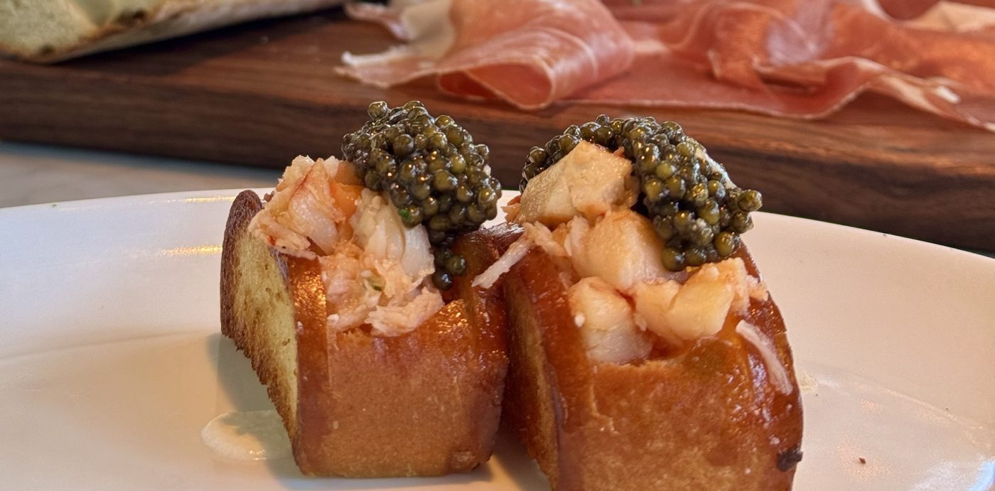 Lobster rolls topped with caviar