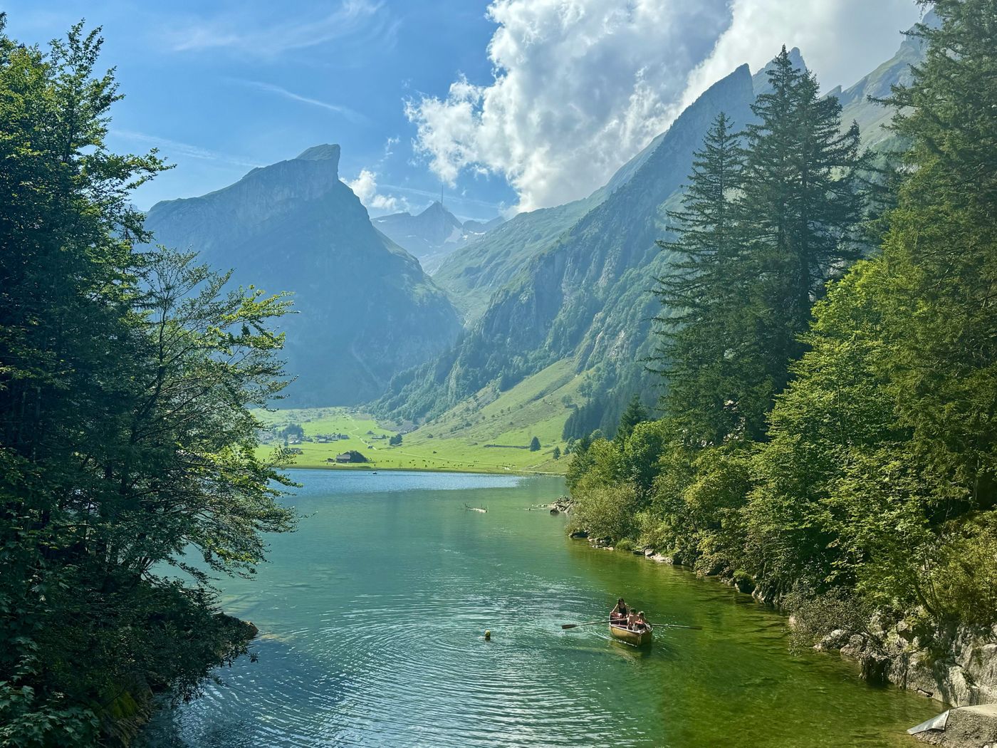 Rowboat on an alpine lake in Switzerland